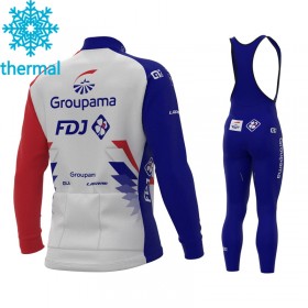 Set Langarmtrikot + Trägerhose Lange 2021 Groupama-FDJ Winter Thermal Fleece N001